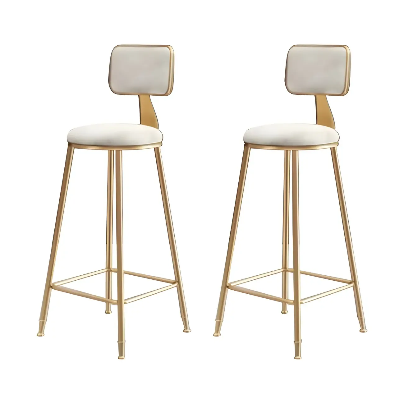 Round Velvet Upholstered Counter Bar Stools Image - 32