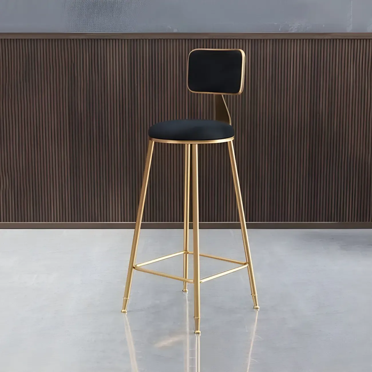 Round Velvet Upholstered Counter Bar Stools Image - 34