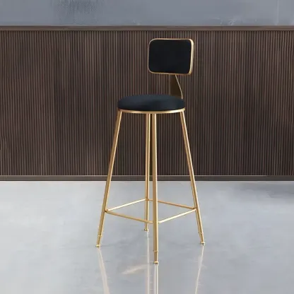 Round Velvet Upholstered Counter Bar Stools Image - 34