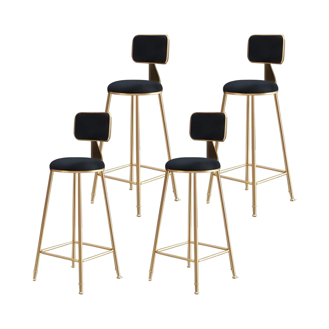 Round Velvet Upholstered Counter Bar Stools Image - 36 | homeyfad