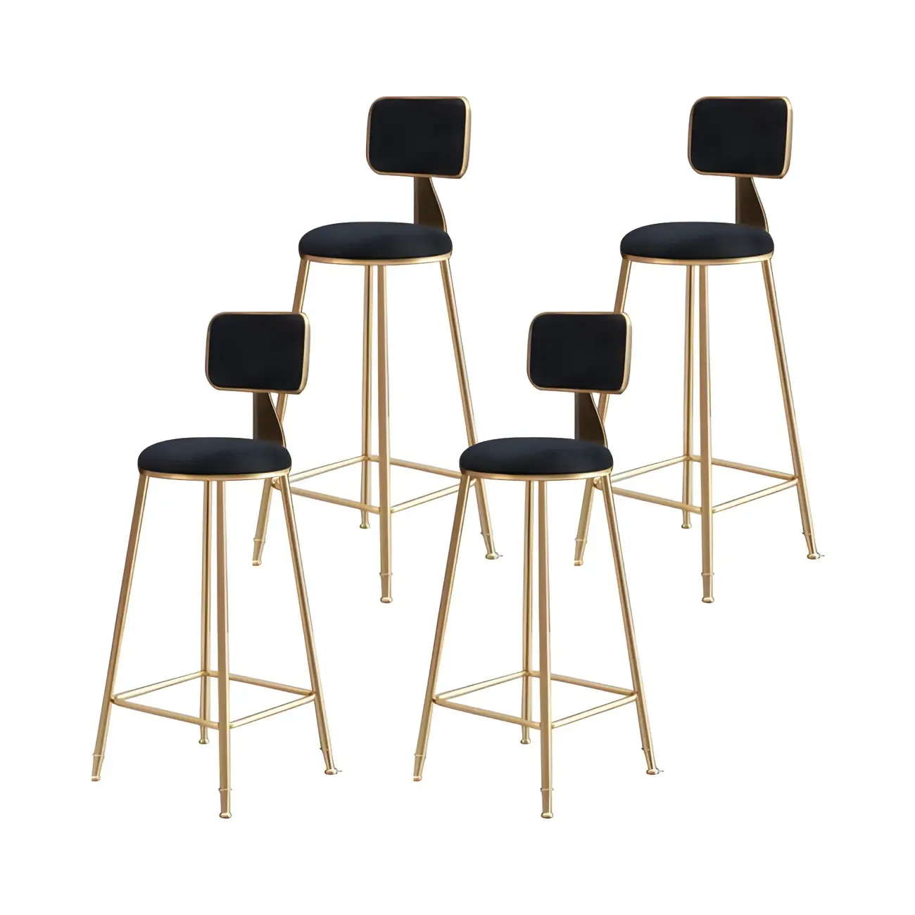 Round Velvet Upholstered Counter Bar Stools Image - 36
