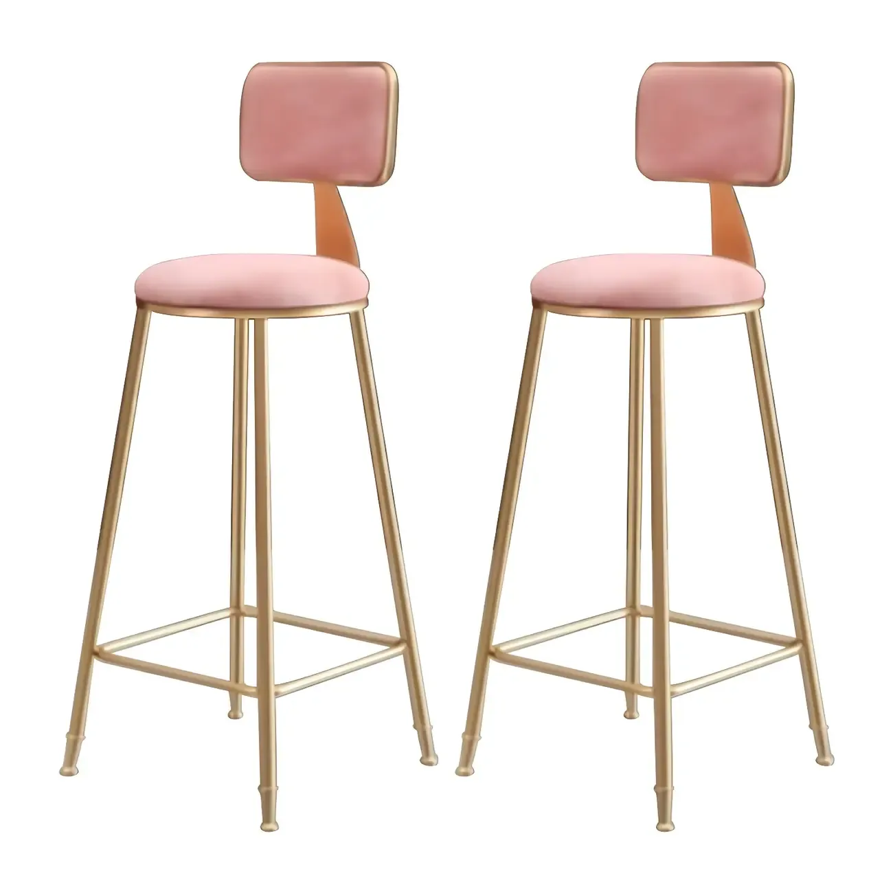 Round Velvet Upholstered Counter Bar Stools Image - 38