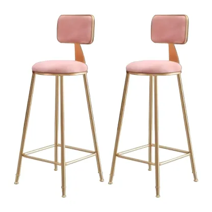 Round Velvet Upholstered Counter Bar Stools Image - 38