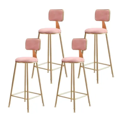 Round Velvet Upholstered Counter Bar Stools Image - 39