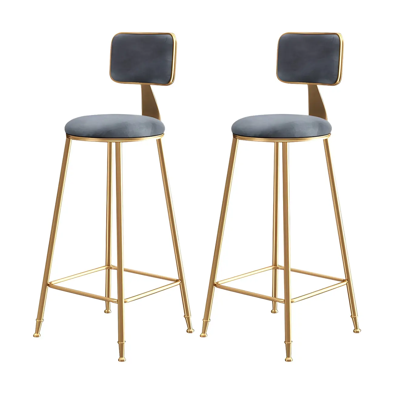 Round Velvet Upholstered Counter Bar Stools Image - 41 | homeyfad