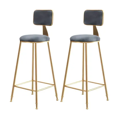 Round Velvet Upholstered Counter Bar Stools Image - 41