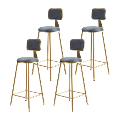 Round Velvet Upholstered Counter Bar Stools Image - 42