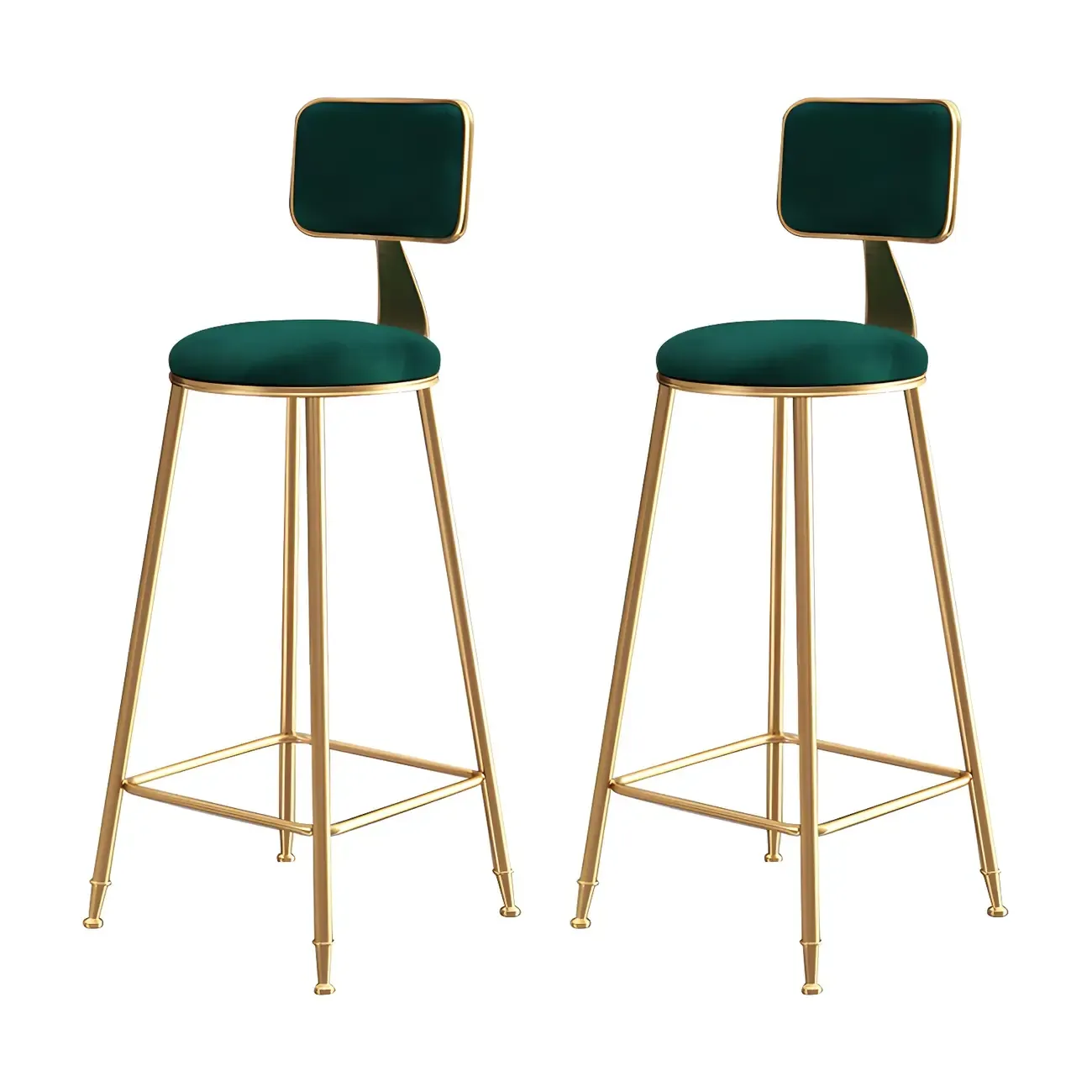 Round Velvet Upholstered Counter Bar Stools Image - 43