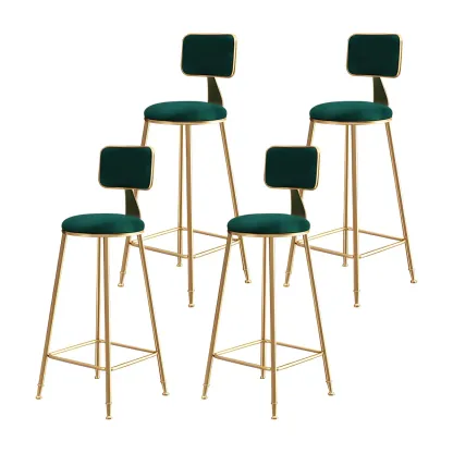 Round Velvet Upholstered Counter Bar Stools Image - 44