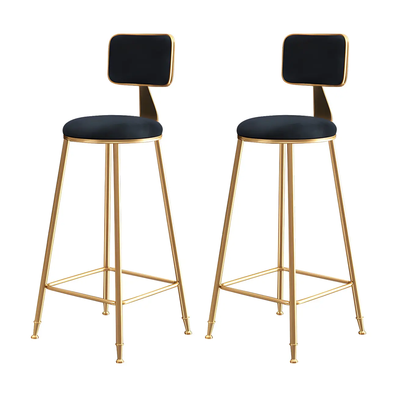 Round Velvet Upholstered Counter Bar Stools Image - 46 | homeyfad