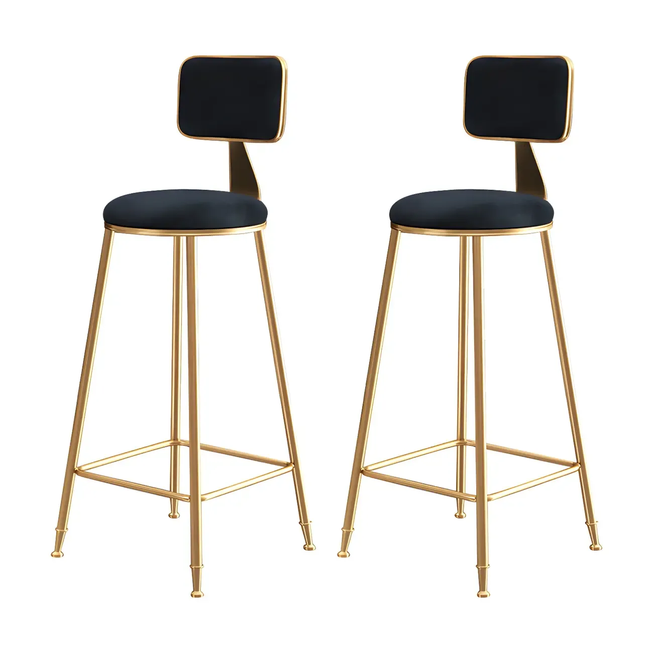 Round Velvet Upholstered Counter Bar Stools Image - 46