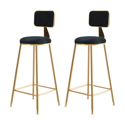 Round Velvet Upholstered Counter Bar Stools Image - 46