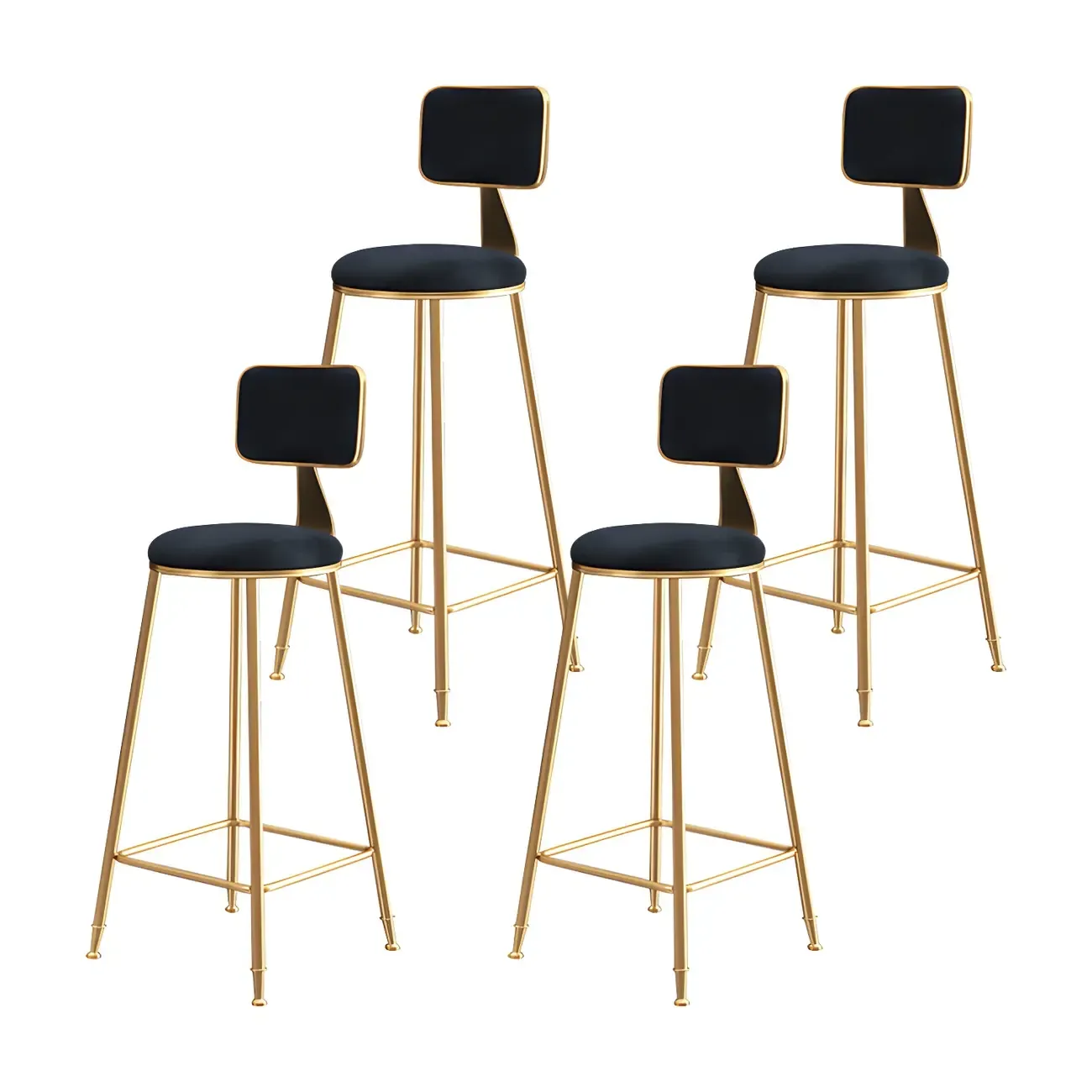 Round Velvet Upholstered Counter Bar Stools Image - 47