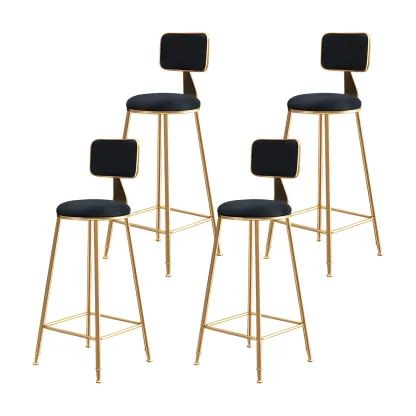 Round Velvet Upholstered Counter Bar Stools Image - 47