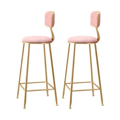 Round Velvet Upholstered Counter Bar Stools Image - 52