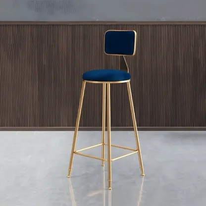 Round Velvet Upholstered Counter Bar Stools Image - 54