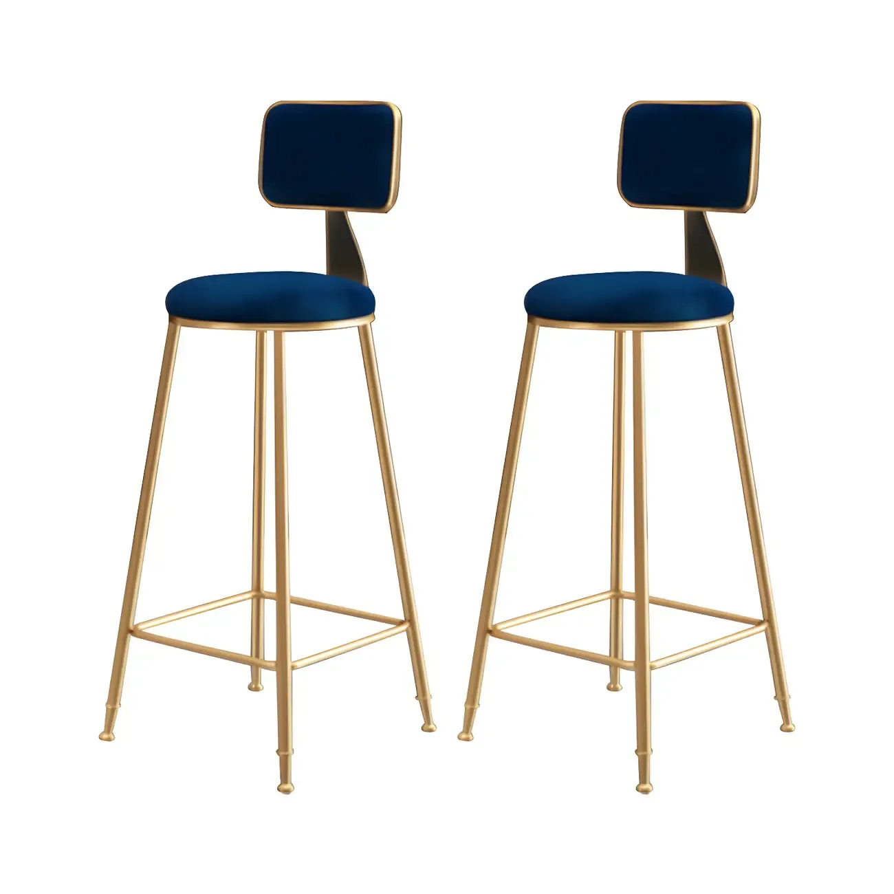 Round Velvet Upholstered Counter Bar Stools Image - 55