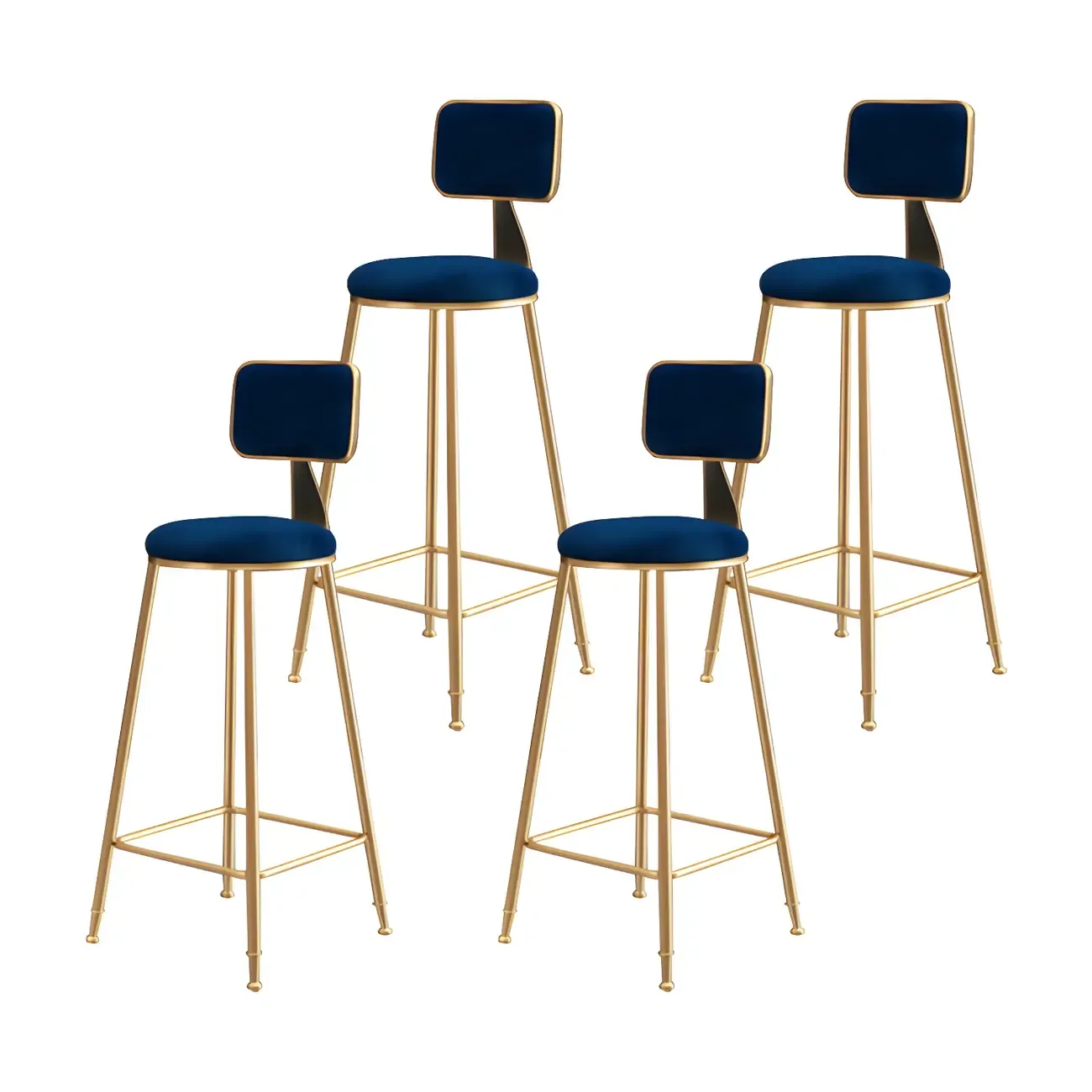 Round Velvet Upholstered Counter Bar Stools Image - 56