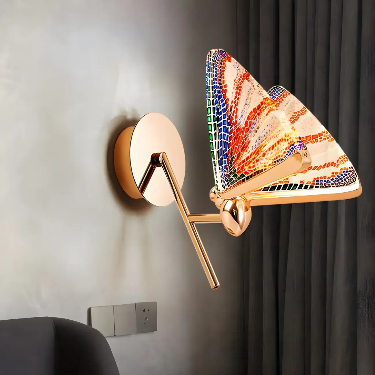 Vintage Dimmable Butterfly Wall Sconce for Bedroom Decor