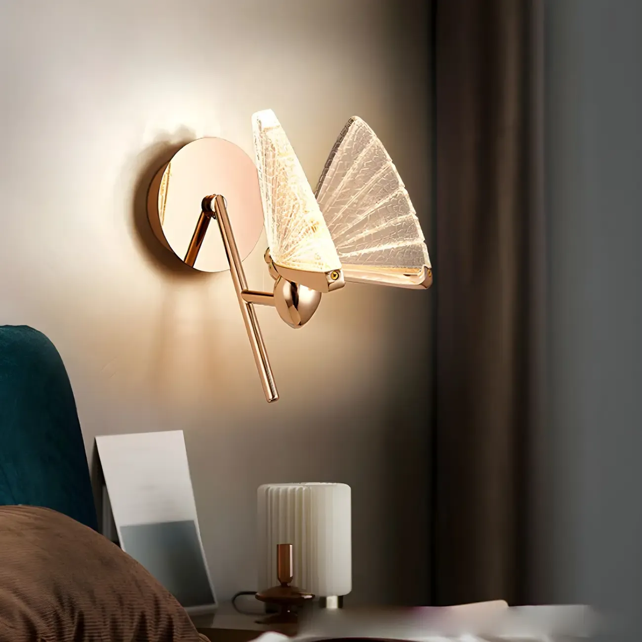 Vintage Dimmable Butterfly Wall Sconce for Bedroom Decor