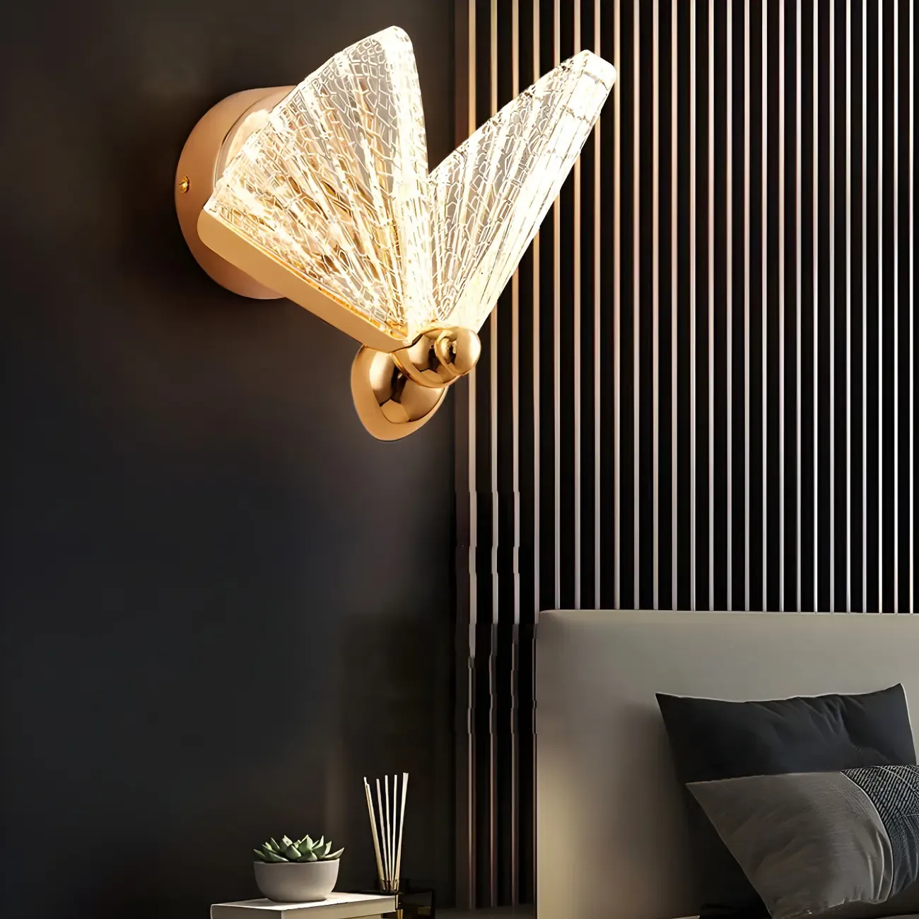 Vintage Dimmable Butterfly Wall Sconce for Bedroom Decor