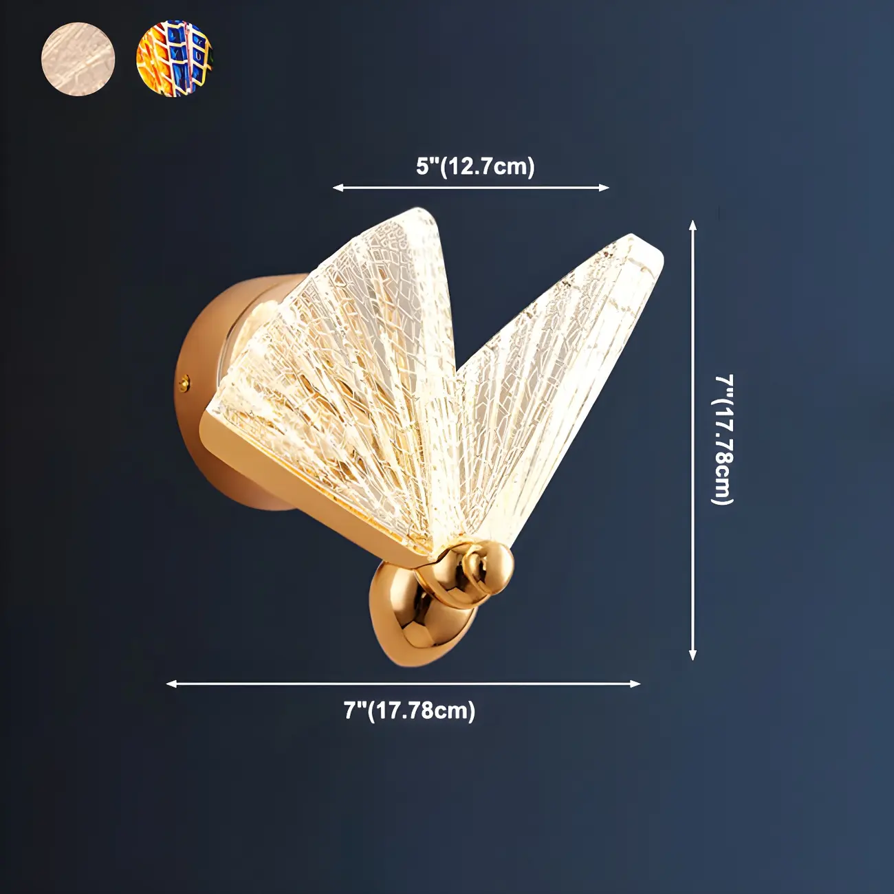 Vintage Dimmable Butterfly Wall Sconce for Bedroom Decor #size