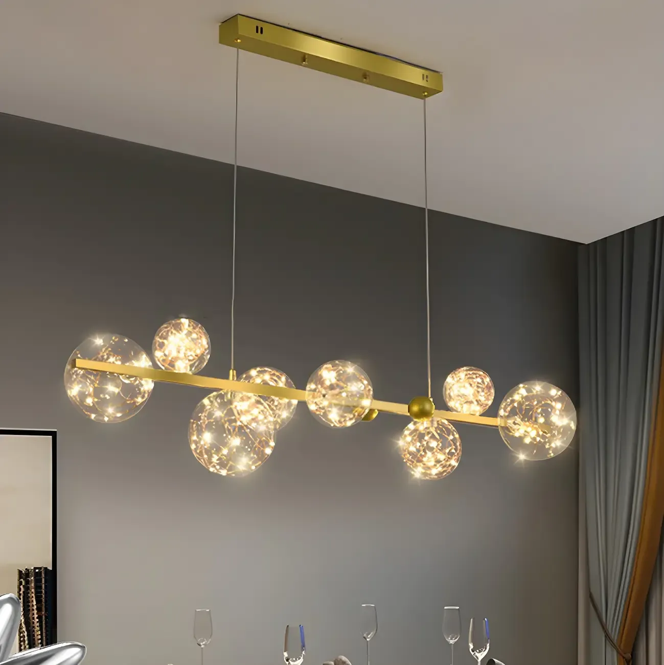 Exquisite Modern Glass Globe LED Ceiling Light Image - 3