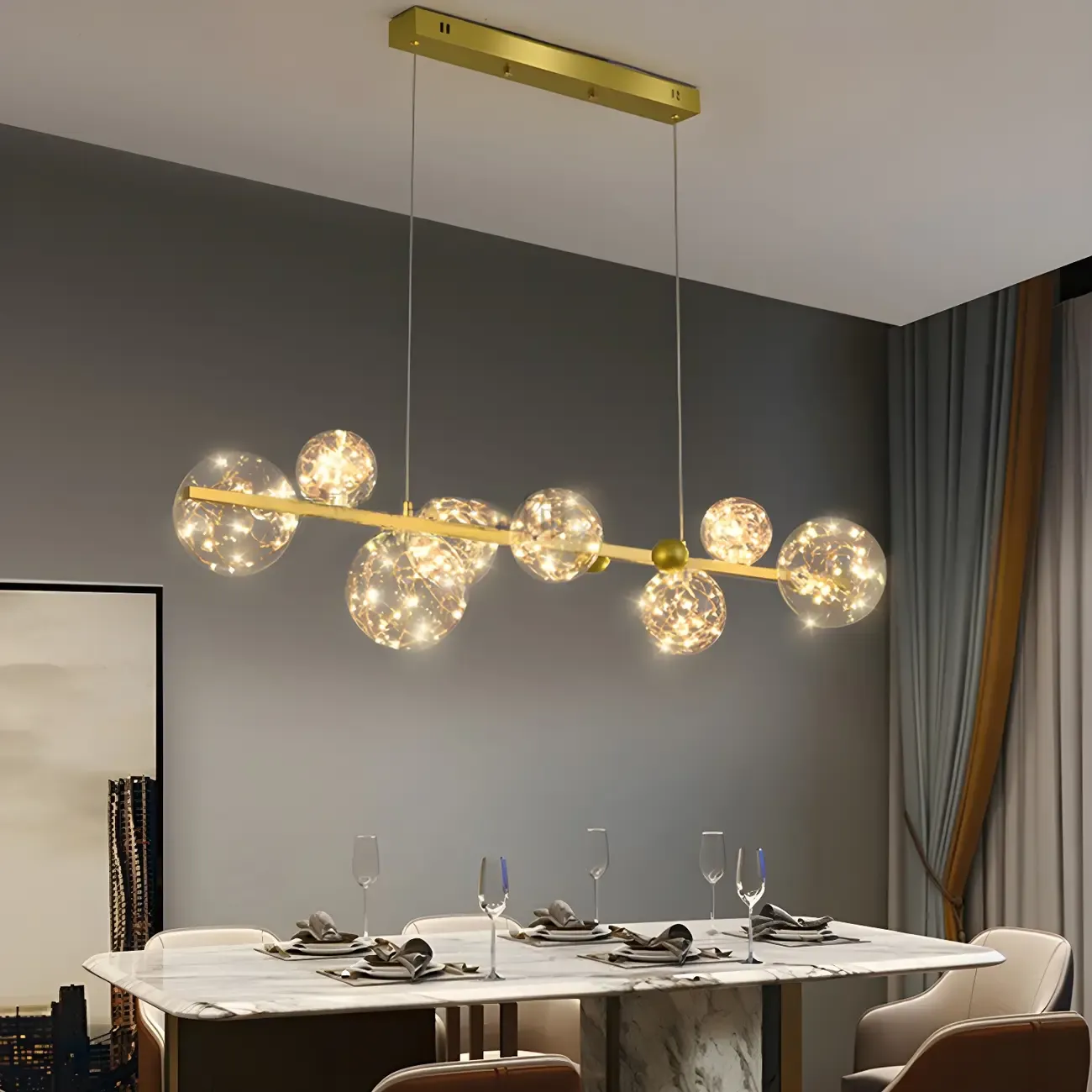 Exquisite Modern Glass Globe LED Ceiling Light Image - 5