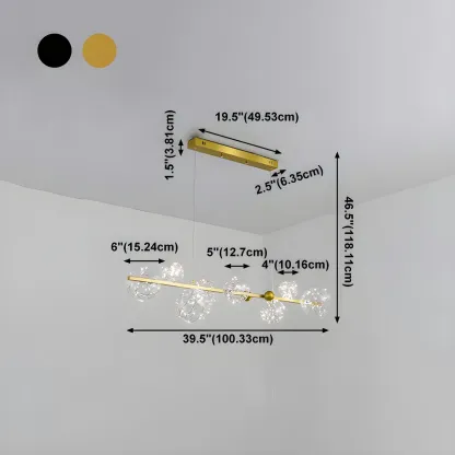 Exquisite Modern Glass Globe LED Ceiling Light #size