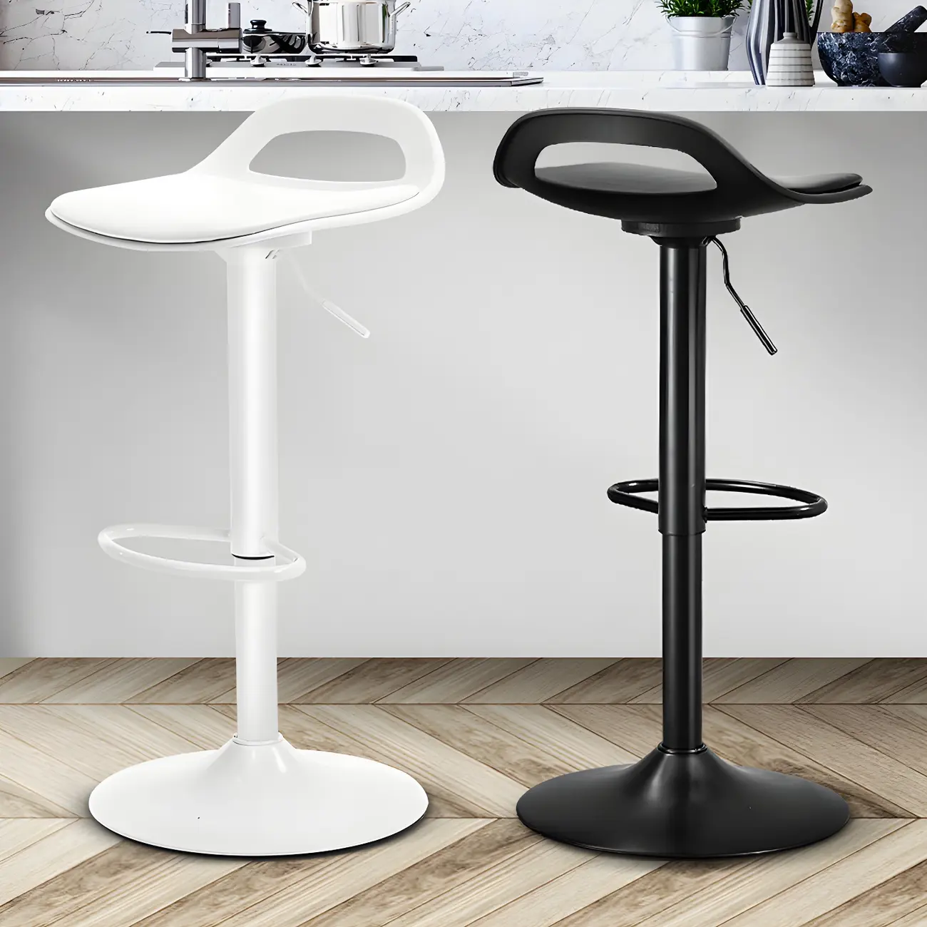 Nordic Plastic Height-Adjustable Bar Stools with Footrest for Home Image - 2 | homeyfad