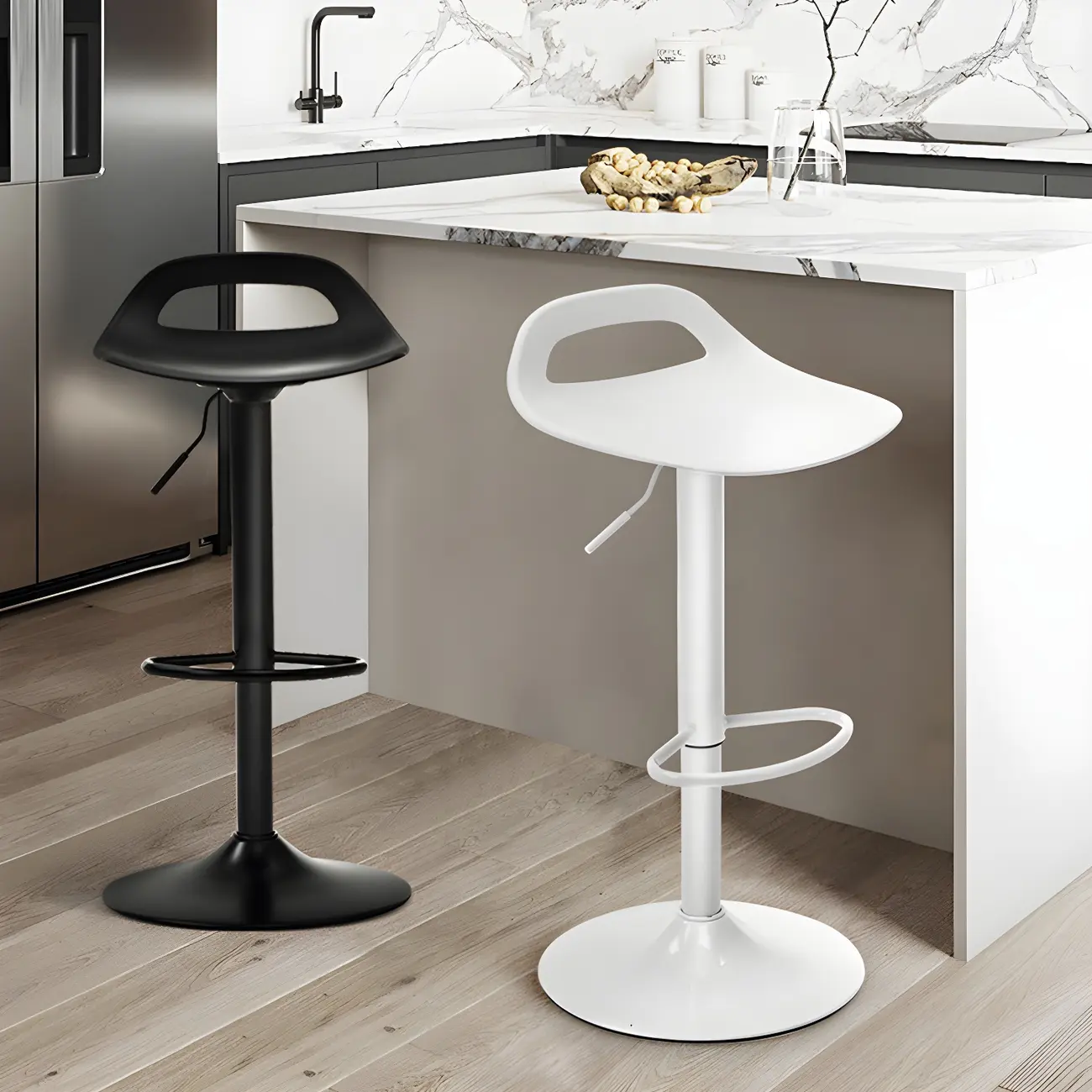 Nordic Plastic Height-Adjustable Bar Stools with Footrest for Home Image - 1 | homeyfad