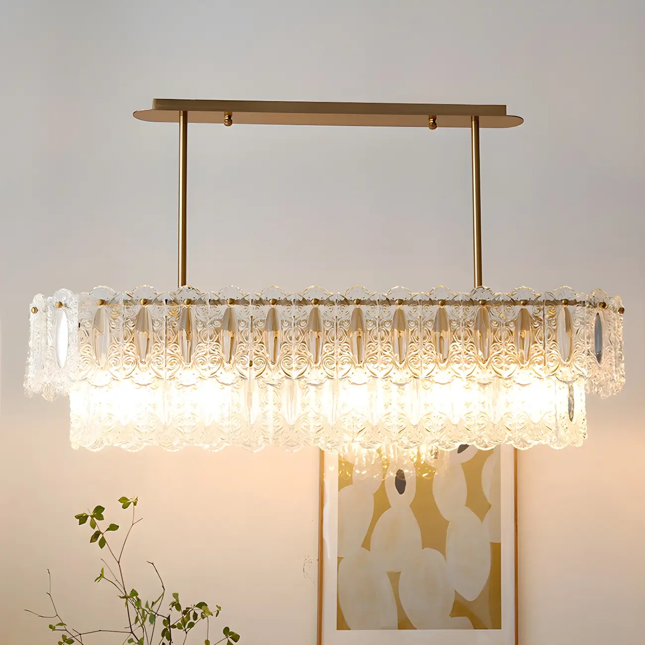 Modern Brass Glass Island Pendant Light Fixture Image - 1 | homeyfad