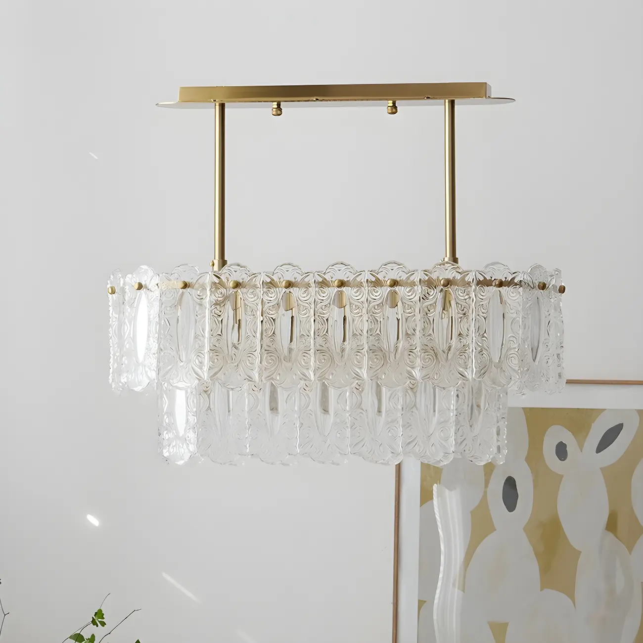 Modern Brass Glass Island Pendant Light Fixture Image - 7 | homeyfad