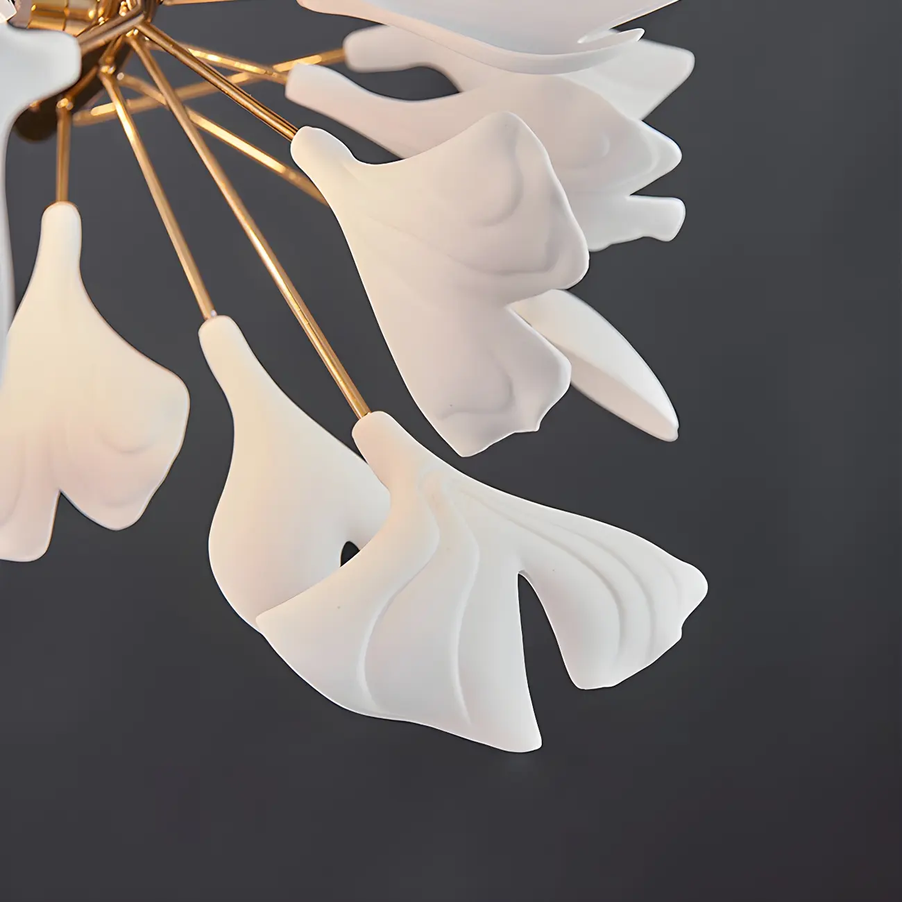 Dining Area Modern White Leaf-Inspired Chandelier Image - 4 | homeyfad