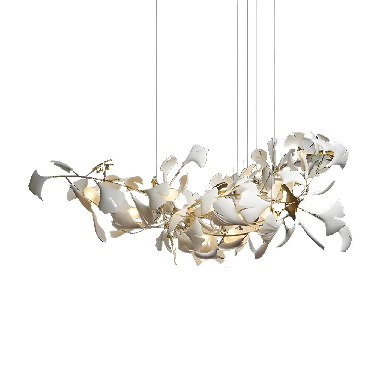Dining Area Modern White Leaf-Inspired Chandelier Image - 5 | homeyfad