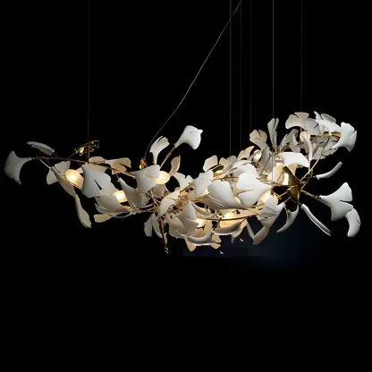 Dining Area Modern White Leaf-Inspired Chandelier Image - 6