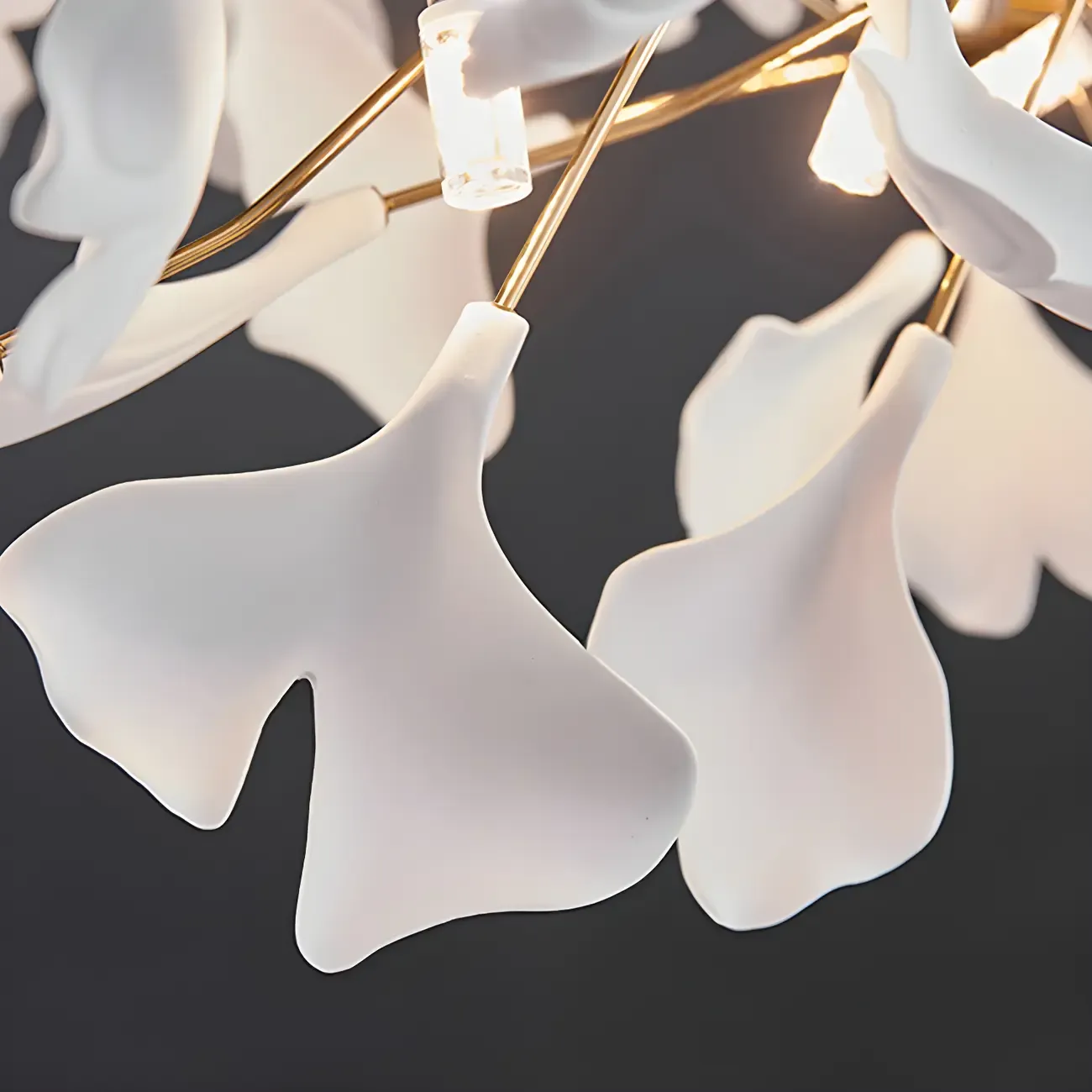 Dining Area Modern White Leaf-Inspired Chandelier Image - 7