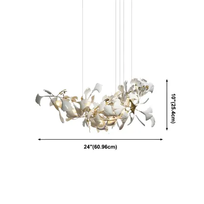 Dining Area Modern White Leaf-Inspired Chandelier #size