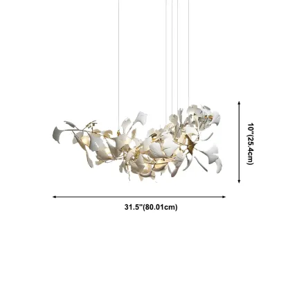 Dining Area Modern White Leaf-Inspired Chandelier Image - 10