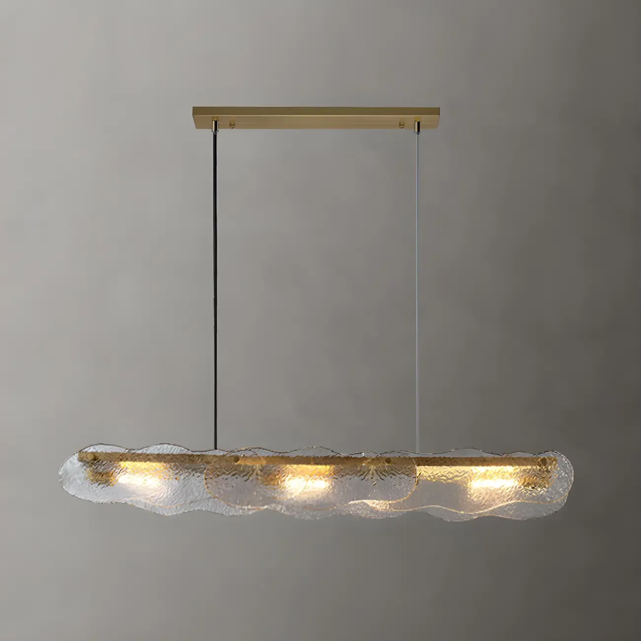 Adjustable Gold Glass Linear Pendant Light for Kitchens Image - 5