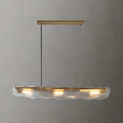 Adjustable Gold Glass Linear Pendant Light for Kitchens Image - 5