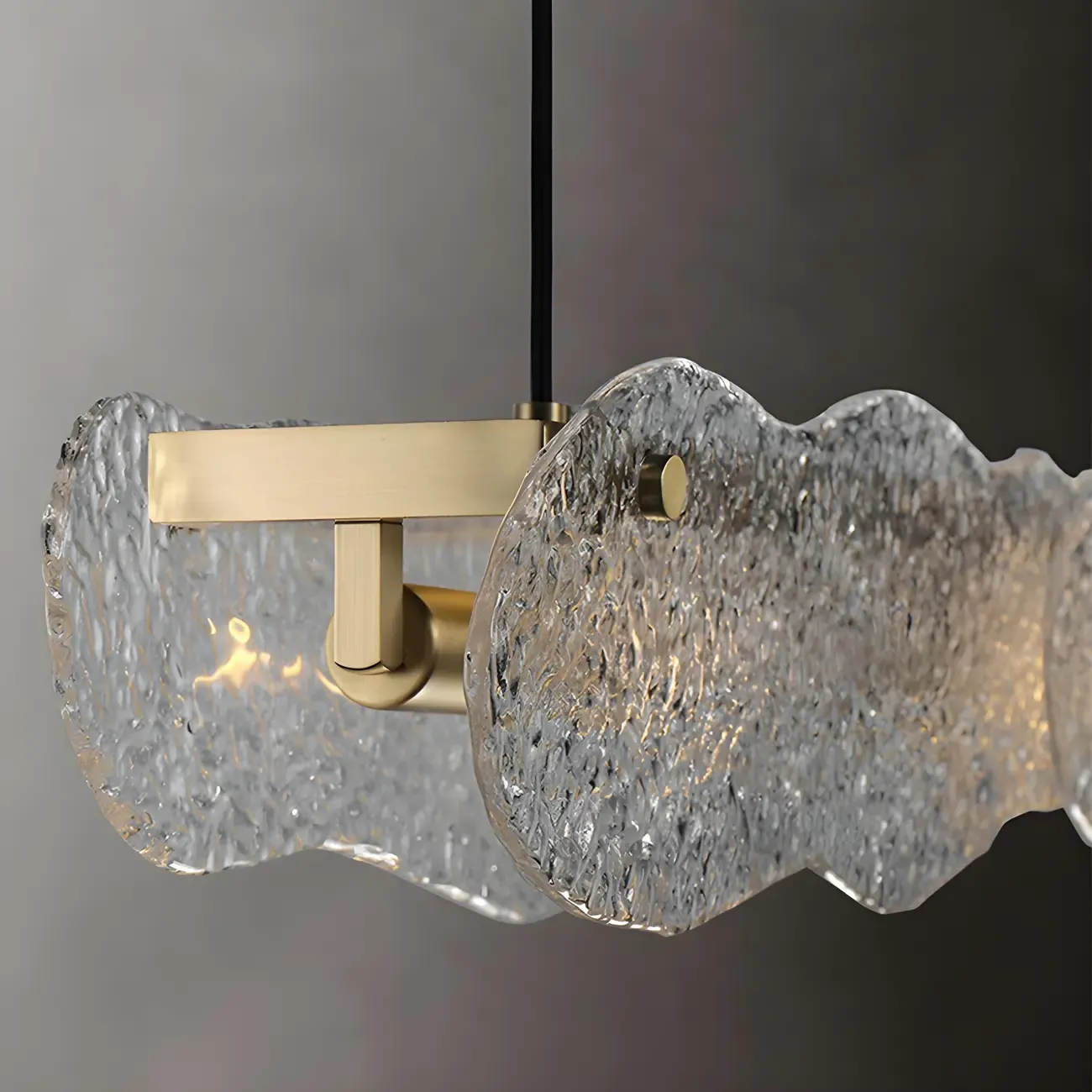 Adjustable Gold Glass Linear Pendant Light for Kitchens Image - 6