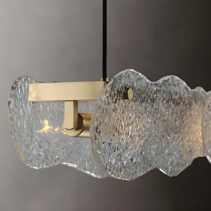 Adjustable Gold Glass Linear Pendant Light for Kitchens Image - 6