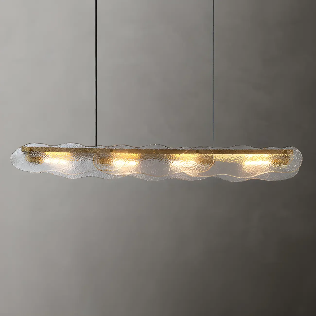 Adjustable Gold Glass Linear Pendant Light for Kitchens Image - 8