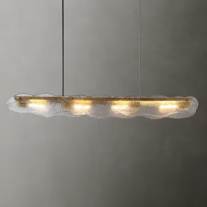 Adjustable Gold Glass Linear Pendant Light for Kitchens Image - 8