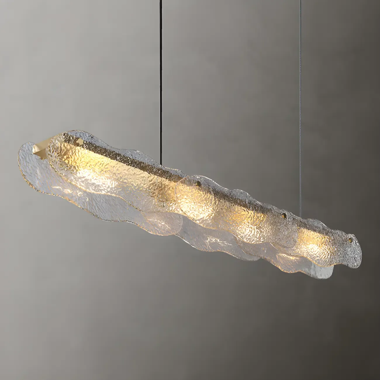Adjustable Gold Glass Linear Pendant Light for Kitchens Image - 9