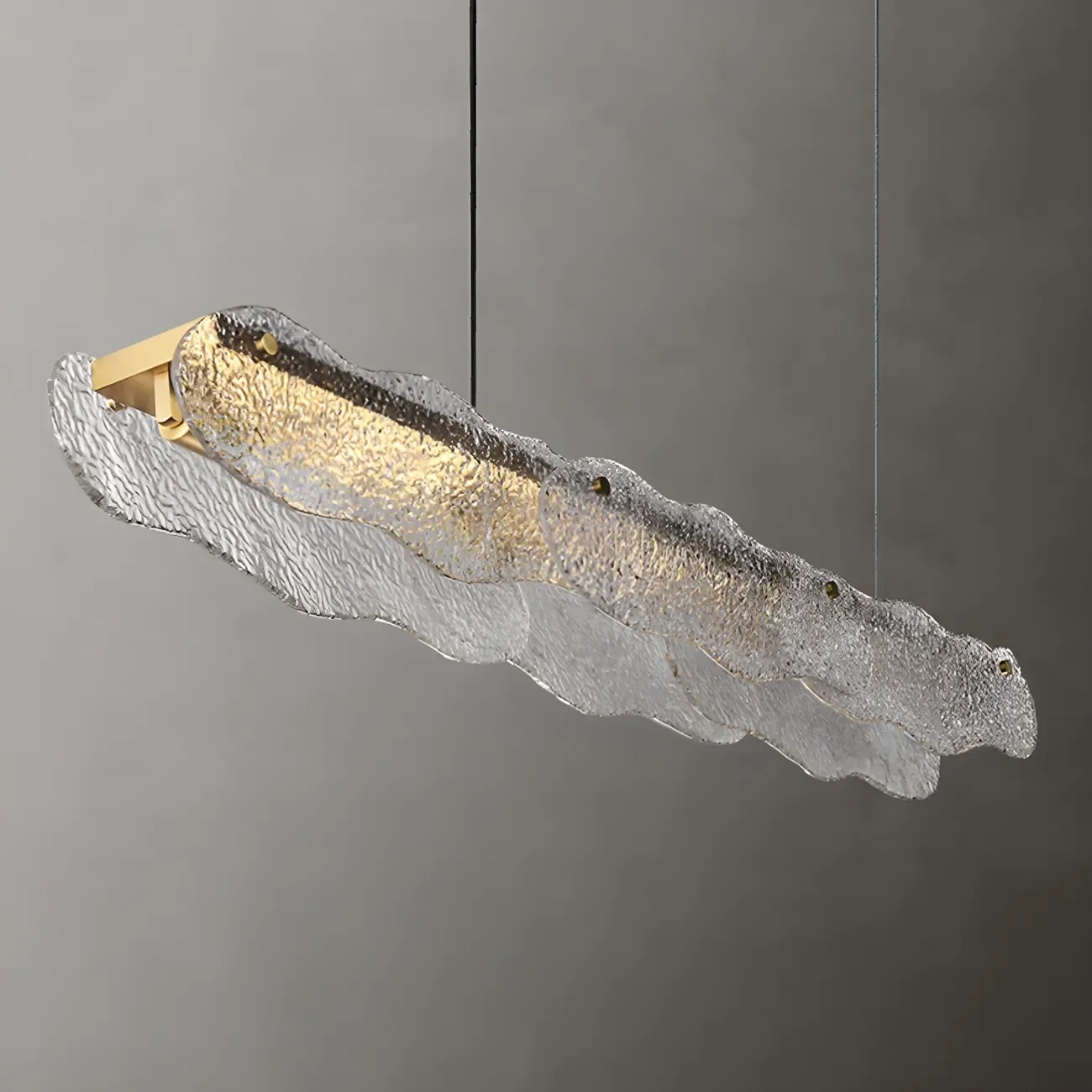 Adjustable Gold Glass Linear Pendant Light for Kitchens Image - 10