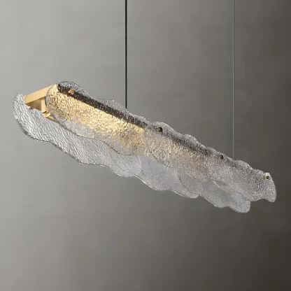 Adjustable Gold Glass Linear Pendant Light for Kitchens Image - 10