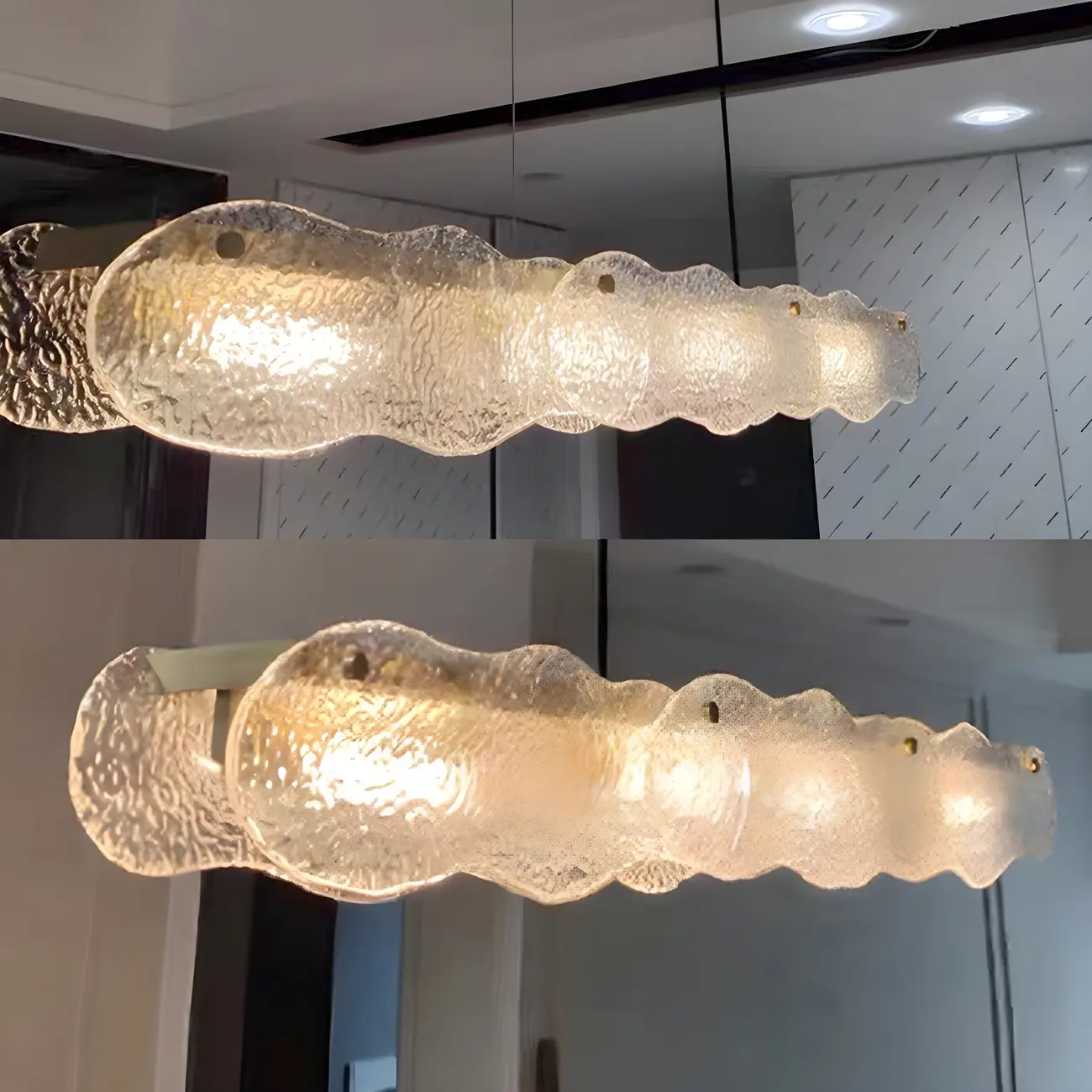 Adjustable Gold Glass Linear Pendant Light for Kitchens Image - 13 | homeyfad