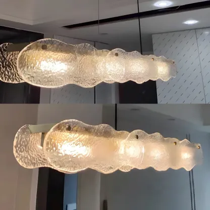 Adjustable Gold Glass Linear Pendant Light for Kitchens Image - 13